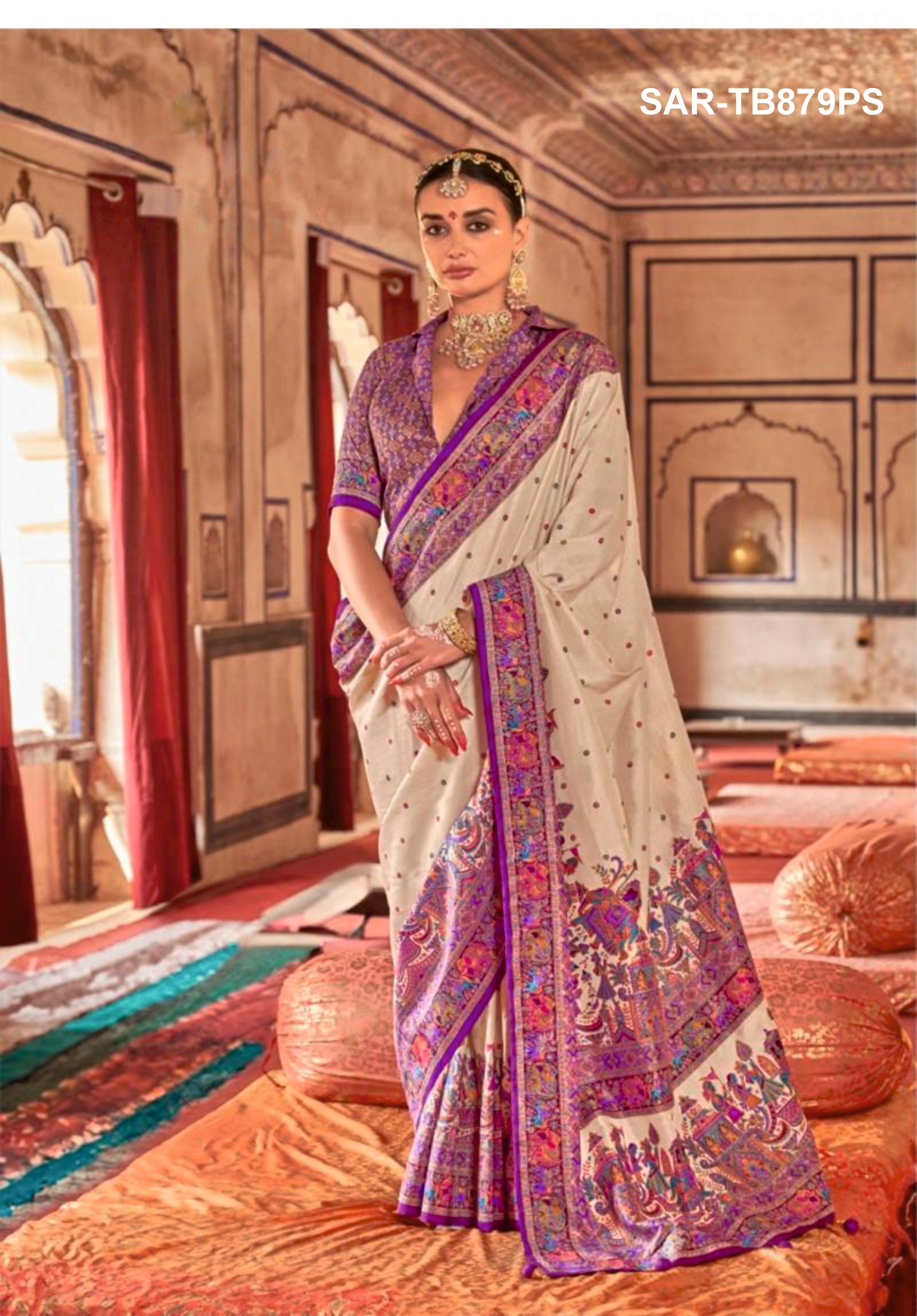 Designer Saree Paars